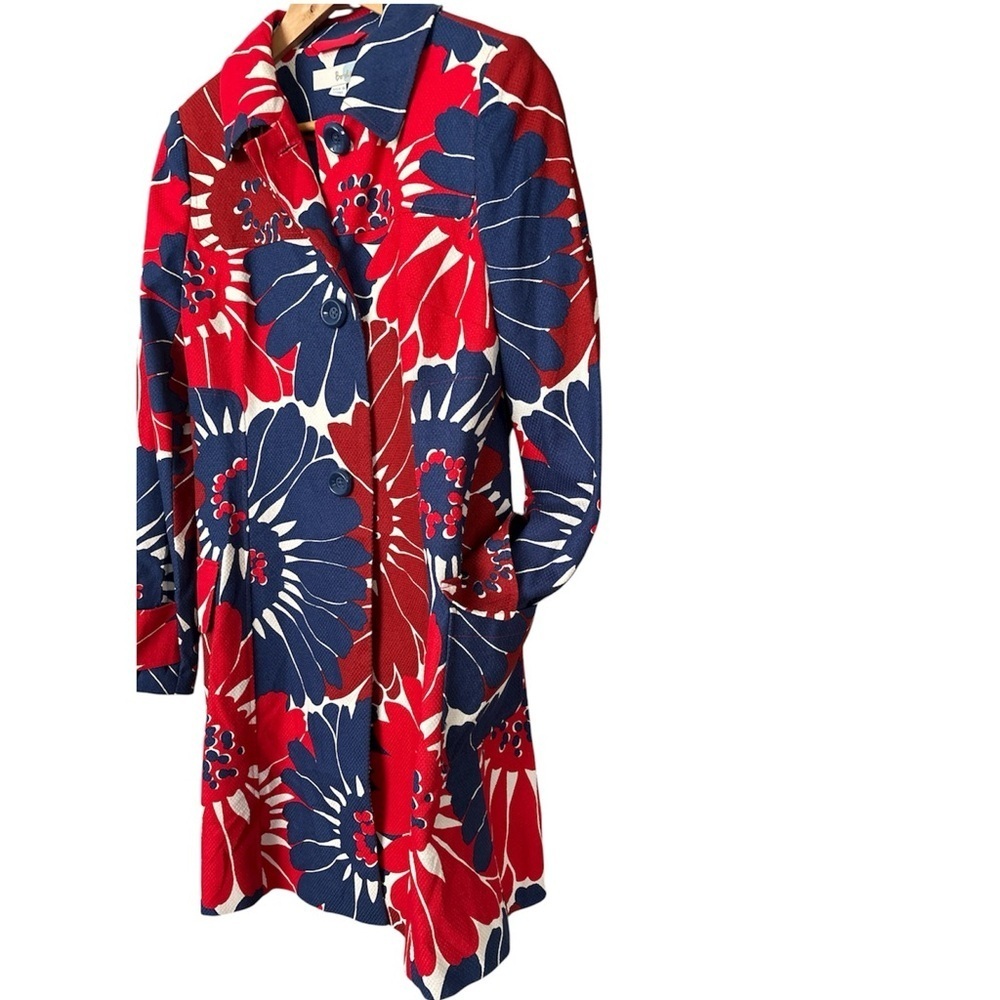 Boden 100% Cotton Bold Floral Print Trench Jacket Coat ,US 6R - Picture 4 of 11